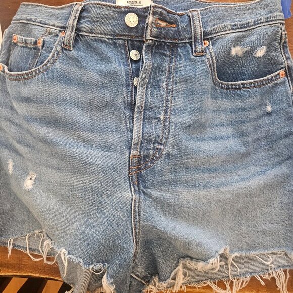 Forever 21 Western denim distress button fly high waist Country Concert Short 30 - Picture 1 of 9